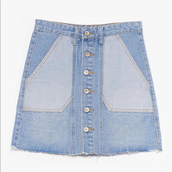 Contrast Denim Mini Skirt. Size S - Picture 1 of 3
